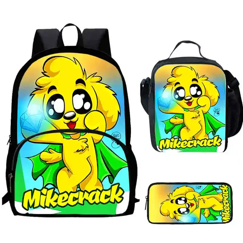 Mochila infantil Mikecrack de dibujos animados con bolsillo frontal, bolsas de almuerzo, bolsas de lápices para niños y niñas de 5 a 10 años, el mejor regalo