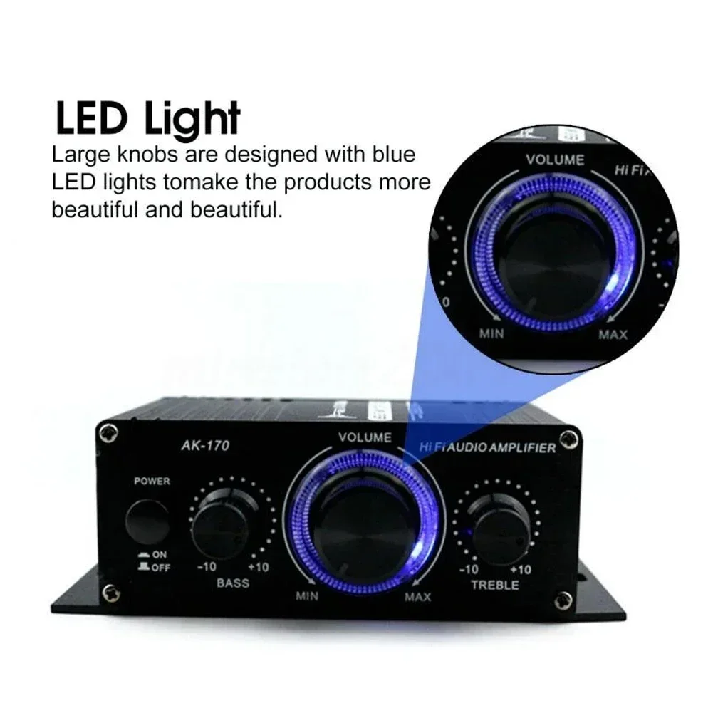 

AK-170 Wireless HiFi Audio Mini Amplifier 200W+200W 2CH Stereo Power AMP Car Home Subwoofer Speakers with RCA Input