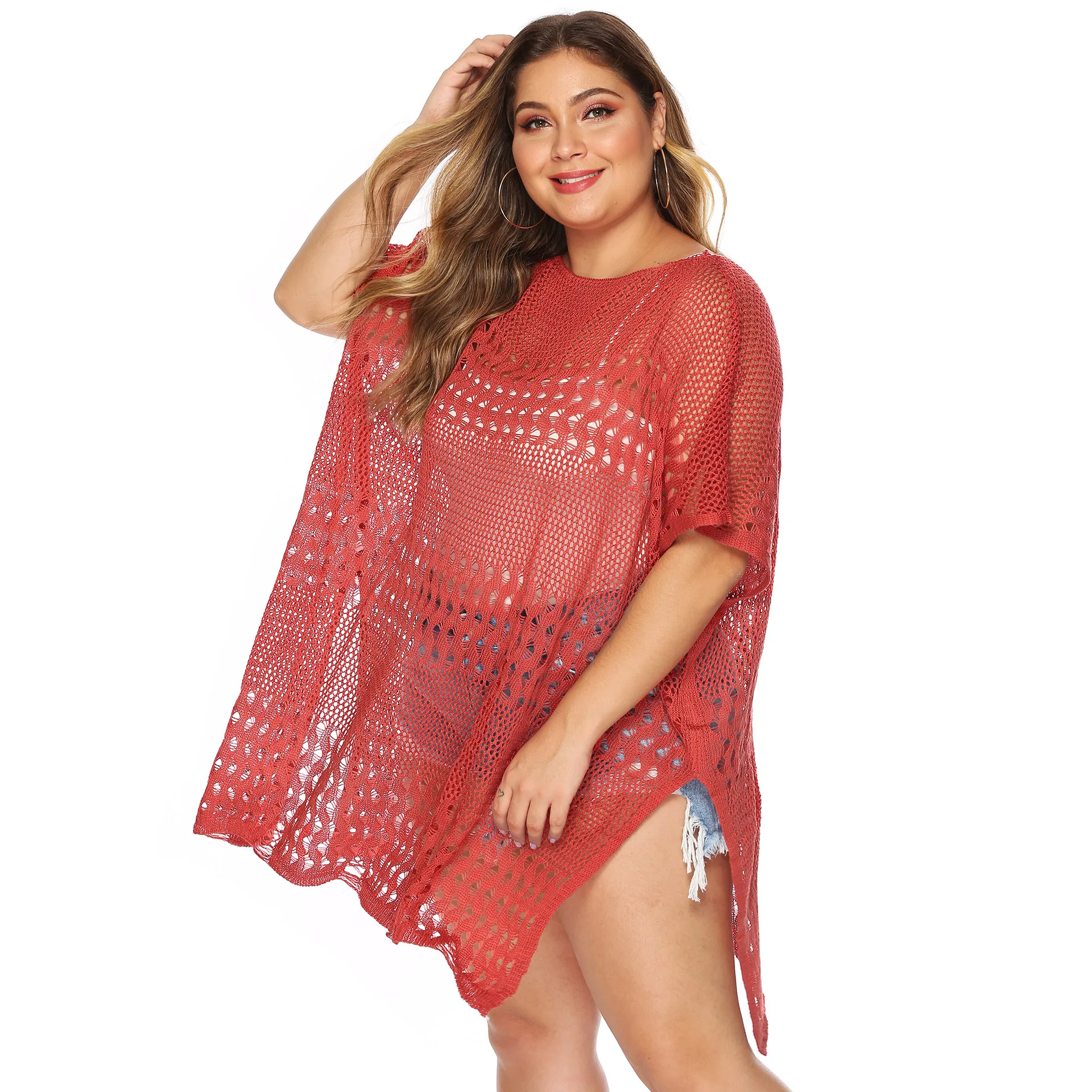 Women's Sexy Bikini Cover Up Swimwear Women 2024 Summer Oversize See-through Beachwear Sarong Knit Dress Woman Holiday Swimsuits