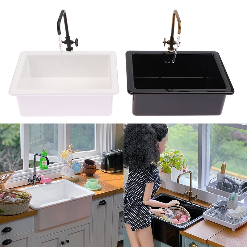 

1Pcs Miniature Doll House Decoration Model Mini Furniture Sink Basin Faucet Play House For Dollhouse Kitchen Accessories Toy