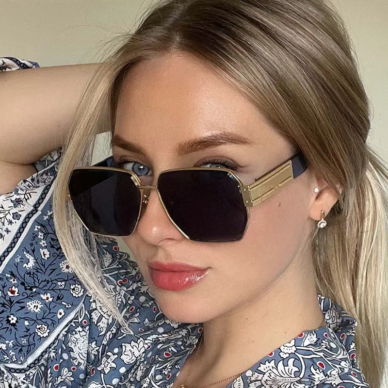 Neue Ankunft Vintage Polygon Sonnenbrille Frauen Männer Quadrat Sonnenbrille Große Brillen Oculos De Sol für Männlich Weiblich Spezielle Geformt – Detail 1