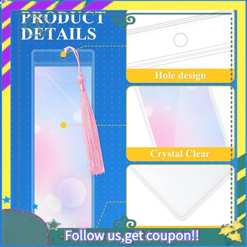NEW Clear PVC Bookmarks Protective Sleeves Transparent Protector Film Wedding Photo Strip Sleeve