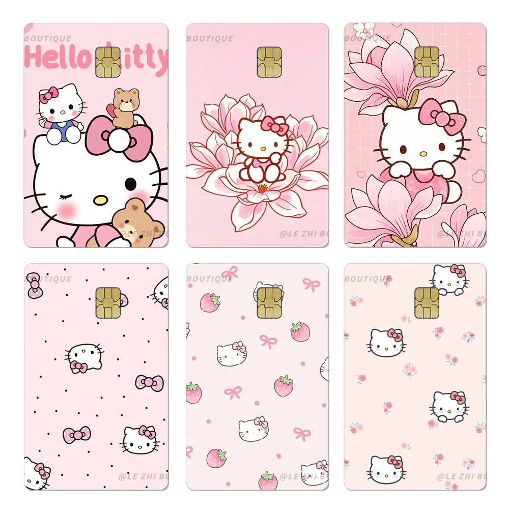 

Kawaii Hello Kitty Cinnamoroll Credit Debit Card Party Sticker Decoratio Cartoon Anime Shining Rainbow Star Love Skin Sticker