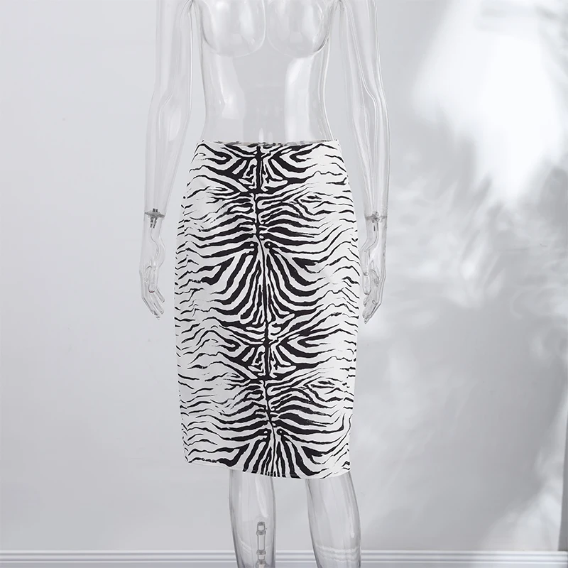 Damen-Herbstrock mit Zebra-Print, modisch, hohe Taille, schmal geschnitten, vielseitig kombinierbar, langer Rock, Damenmode 2026, schicker Winter-Look, Streetwear für Damen – Detail 3