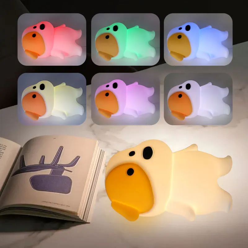 Cute Soft Silicone Dog Night Lights With Sound Dimmable Timmer Nursery Puppy Lamp Bedroom Bedside Nightlight Baby Boy Girls Gift