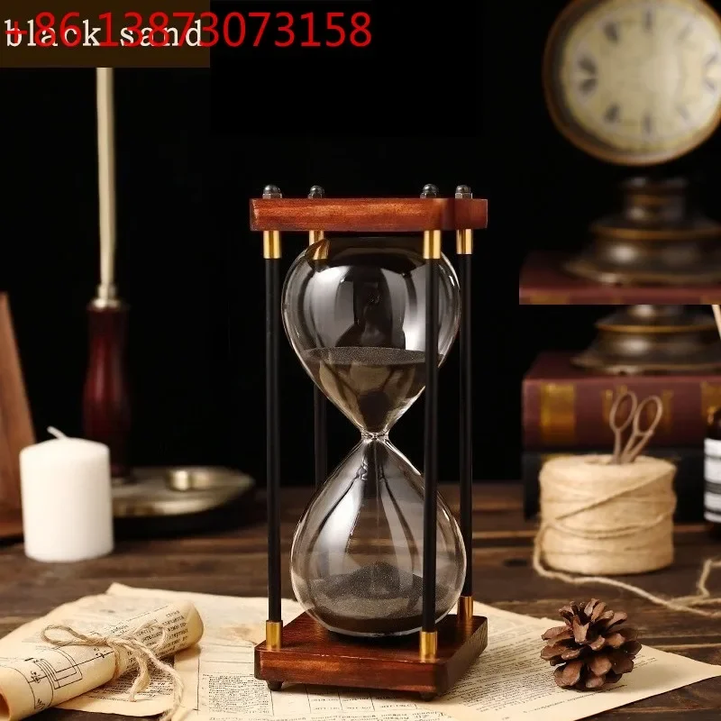 Solid Wood Vintage Classical Hourglasses Creative Drinks Cabinet Living Room Timer Unbreakable Classical Personal Home Decor