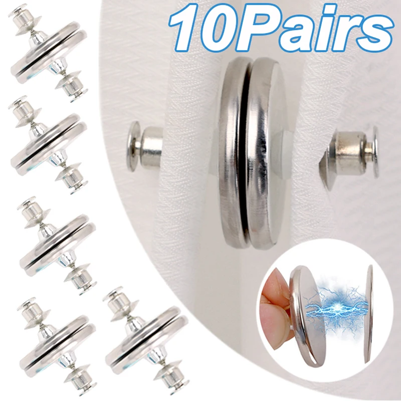 1/10 Pairs Curtain Magnetic Button Nail Free Detachable Window Curtain Close Magnet Buckle Adjustment Curtain Clip Accessories