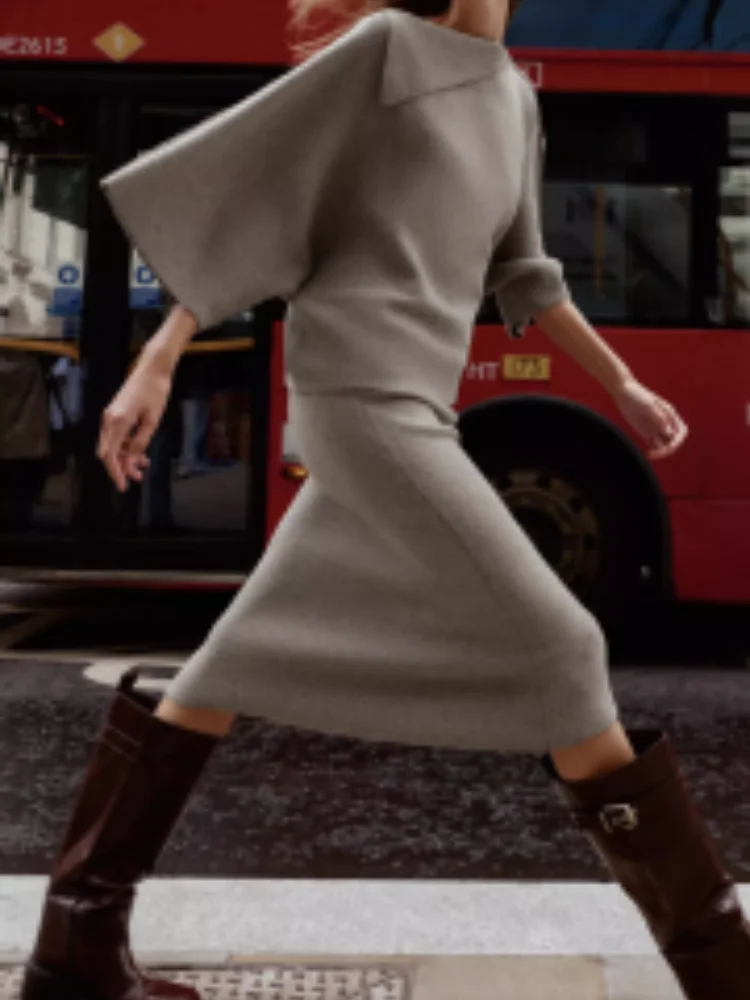 

Женский серый пуловер с шалью и воротником, повседневный свитер со средним рукавом, однотонные короткие вязаные пуловеры, женская повседневная уличная одежда для поездок на работу