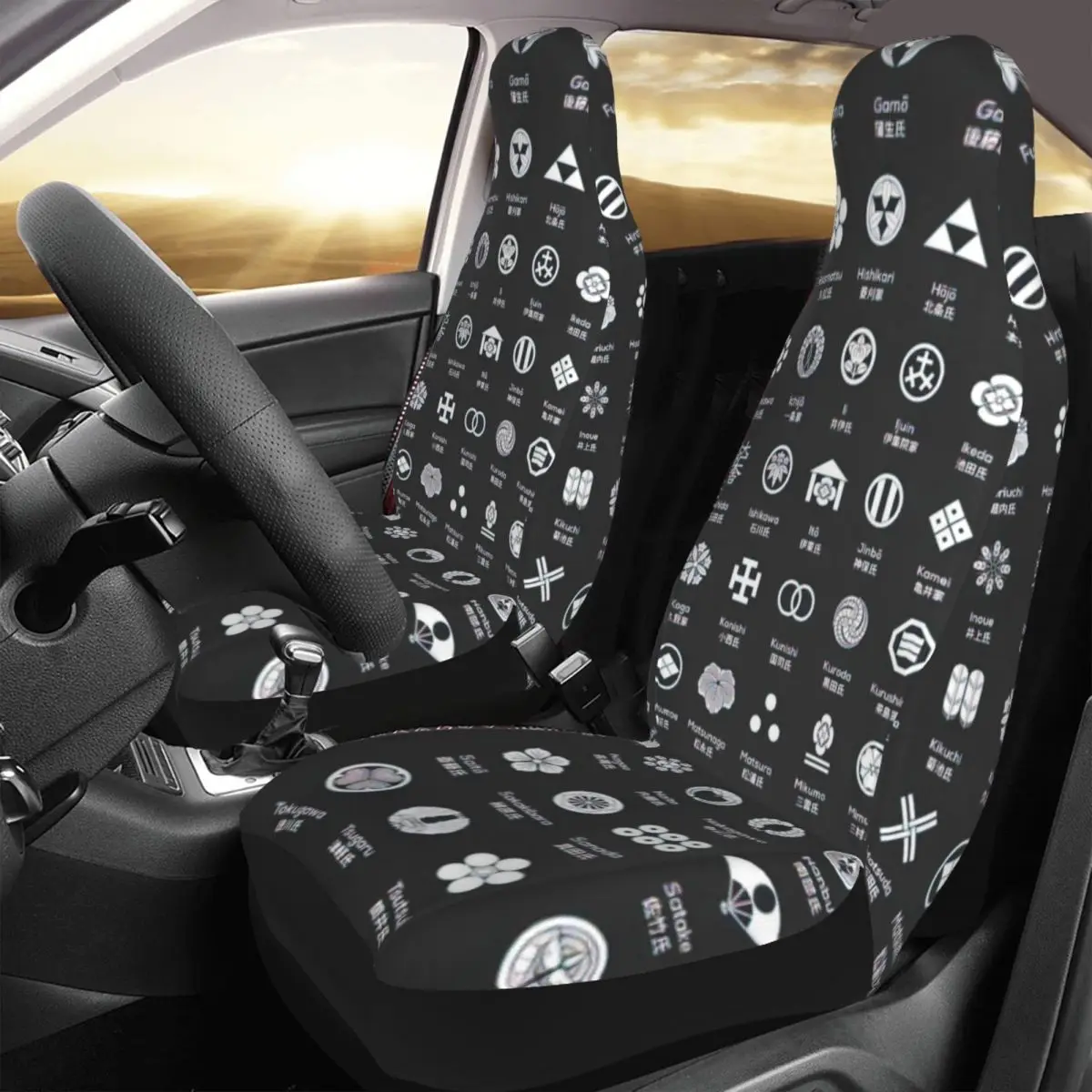 Samurai Clan Crests Car Seat Cover Custom Printing Universal Front Protector Accessories Cushion Set