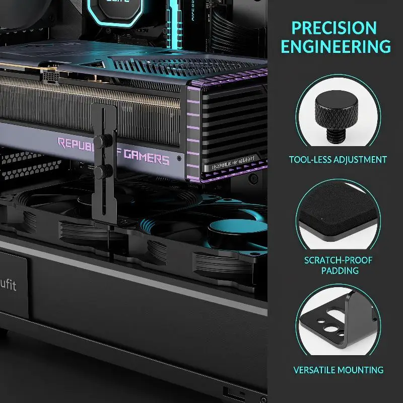 Telescopic Adjustable GPU Holder 6-96mm Anti-Drop Graphics Card Bracket for PC Chassis Fan Installation