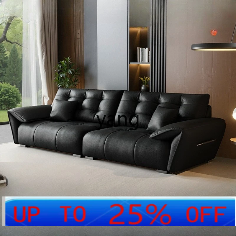 LH  Italian light luxury leather elephant ear sofa living room small apartment down leather art sofa