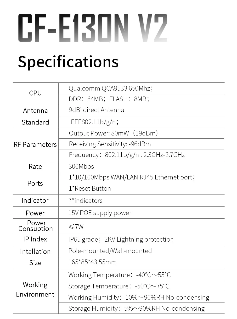 COMFAST 2,4 GHz 1-5 km Langstrecken-WLAN-Access Point 300 Mbit/s Outdoor CPE Bridge Repeater Router AP Wi-Fi Bridge P-zu-P – Detail 36