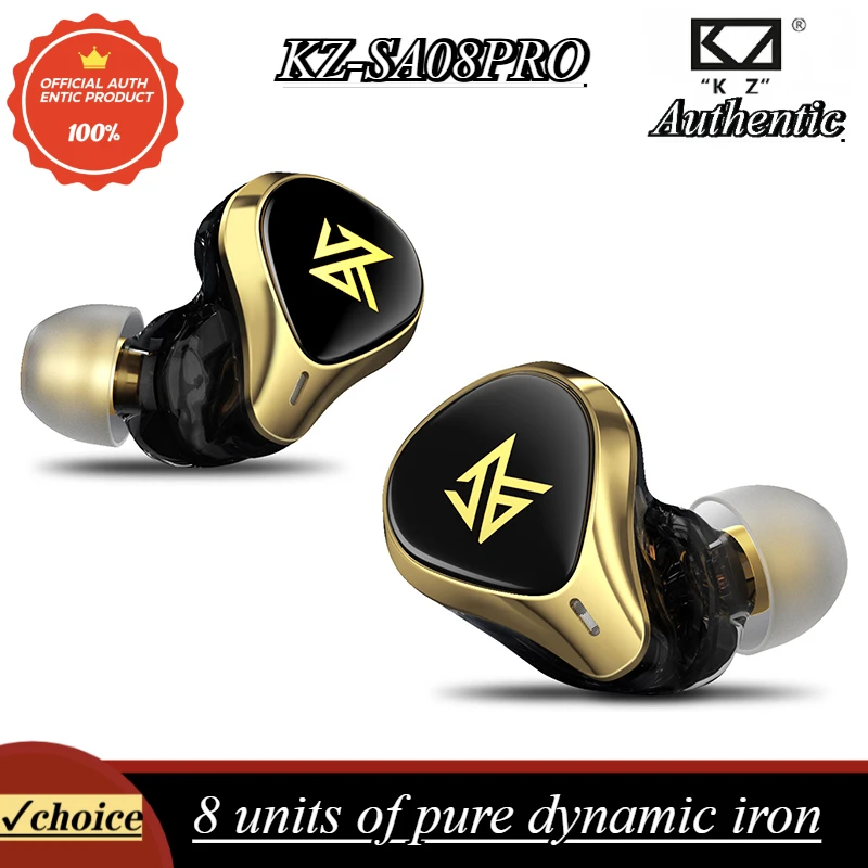 KZ SA08Pro 8-Unit Pure Dynamic Iron Bluetooth Earphones 5.2 High Sound Quality HIFI Fever Level Phone