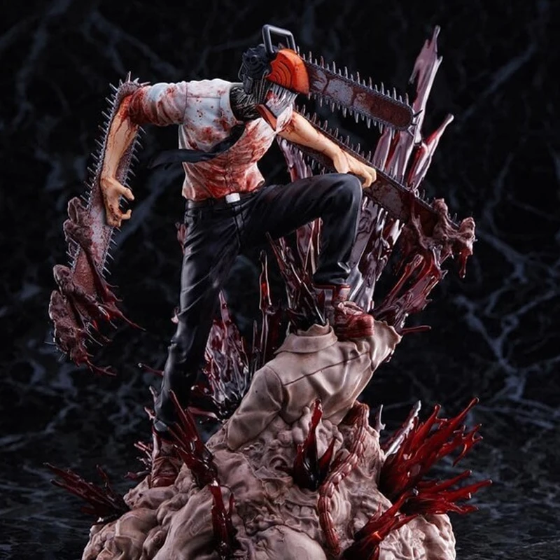 26cm Chainsaw Man Denji Demon Hunter Pochita Scene Pvc Material Anime Figurine Model Desktop Ornament Collection Kids Toy Gifts