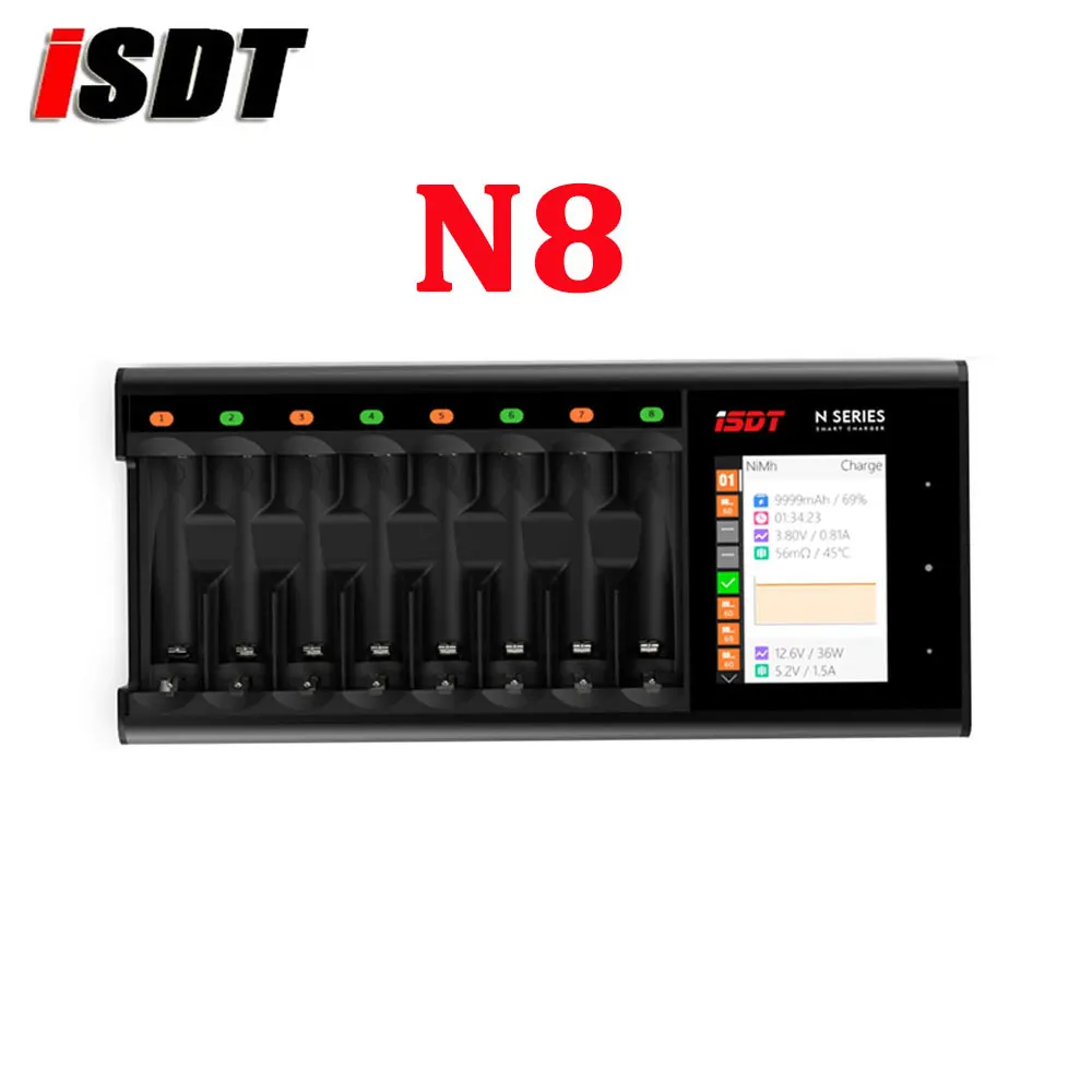 

N8 8 Slots Fast Charger For Aaa Aa Battery Liion Lihv Life Nimh Nicd Nizn Usb Type-c Charger Discharger Lcd Display