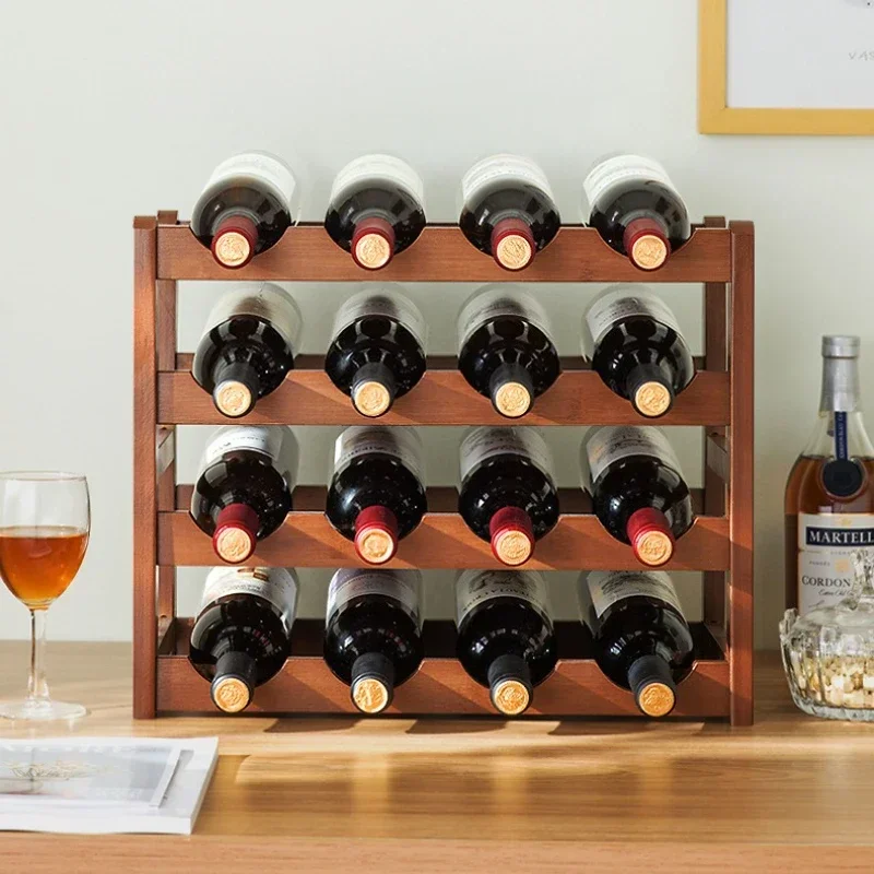 Creative red wine rack Solid wood wine rack Wine bottle rack Red wine display rack Multi-bottle storage Wine cabinet decorative