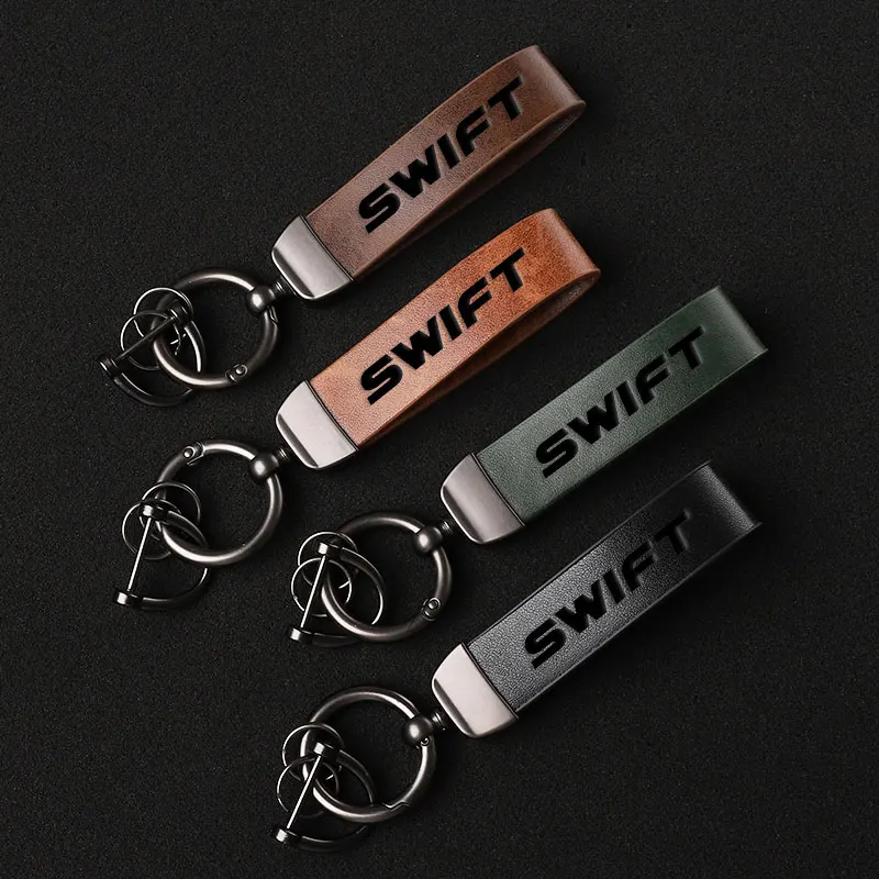 Luxury Genuine Leather Keychain Car Key Ring Holder Jewelry Custom Gift For suzuki SWIFT Car Accessories