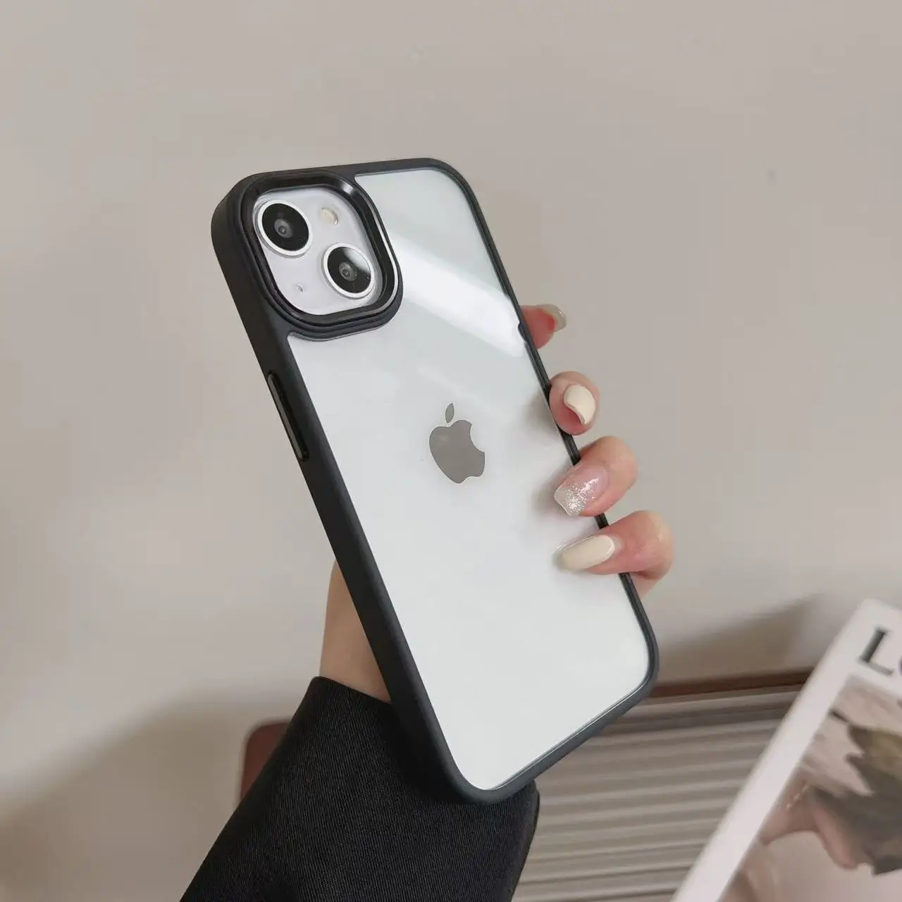 

for iPhone 17 Pro Max, [Not Yellowing] Hard Clear Back Four Corner Airbags Drop Protection Phone Cover, Black