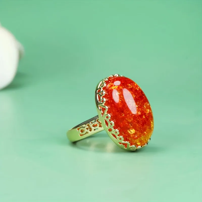 Popular Amber Beeswax Ring, Classic Vintage Jewelry