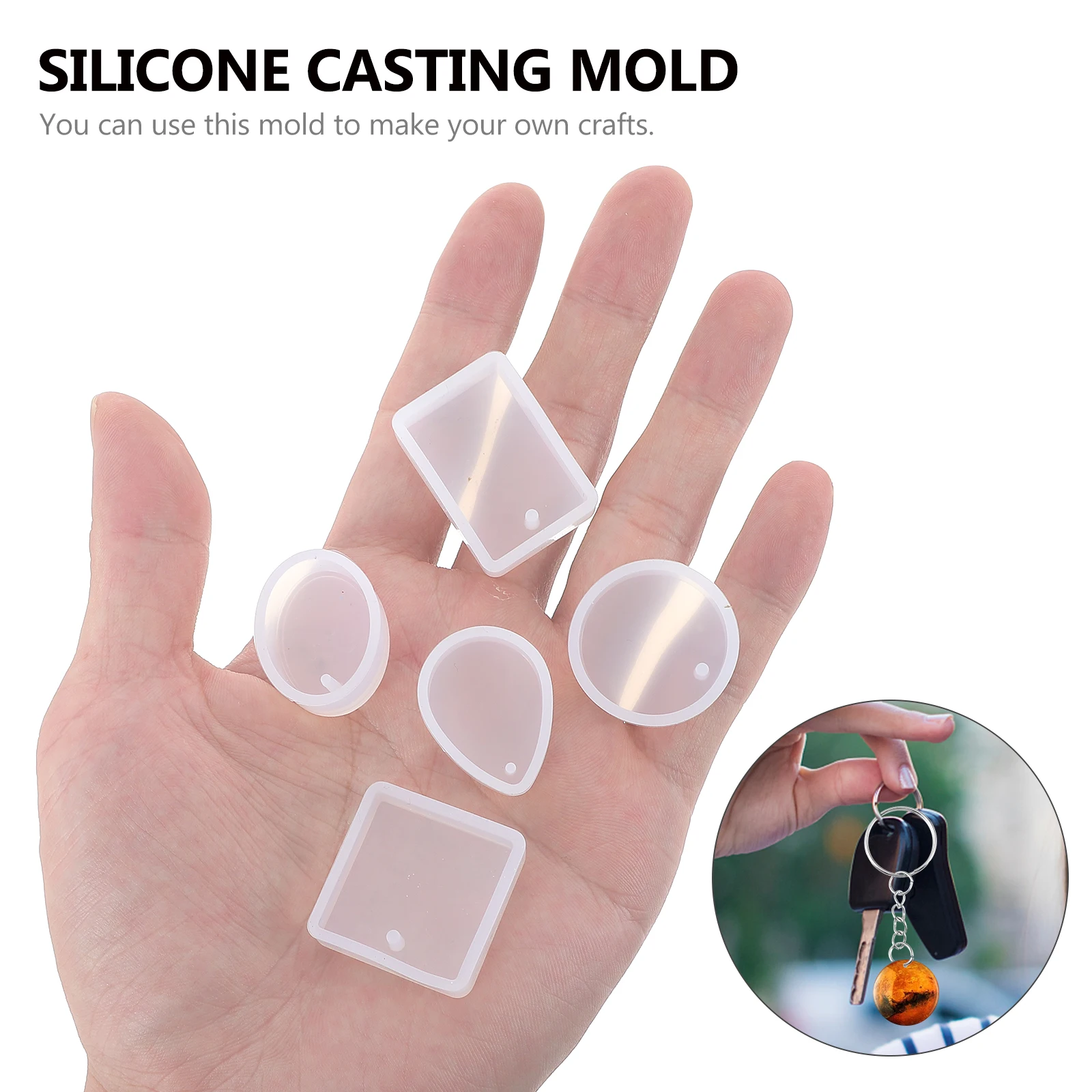 

10 Pcs Mold Key Ring Set with Chain Jewelry Making Rings Keychain Pendant Keychains for Crafts