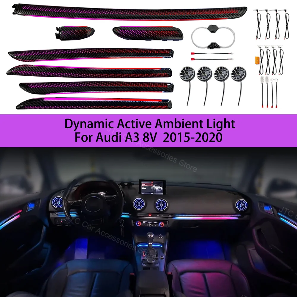 

Для Audi A3 8V 8Y S3 RS3 2013-2019 декоративное окружающее освещение приборной панели вентиляционное отверстие светодиодная атмосферная лампа с подсветкой полоса 30-цветная