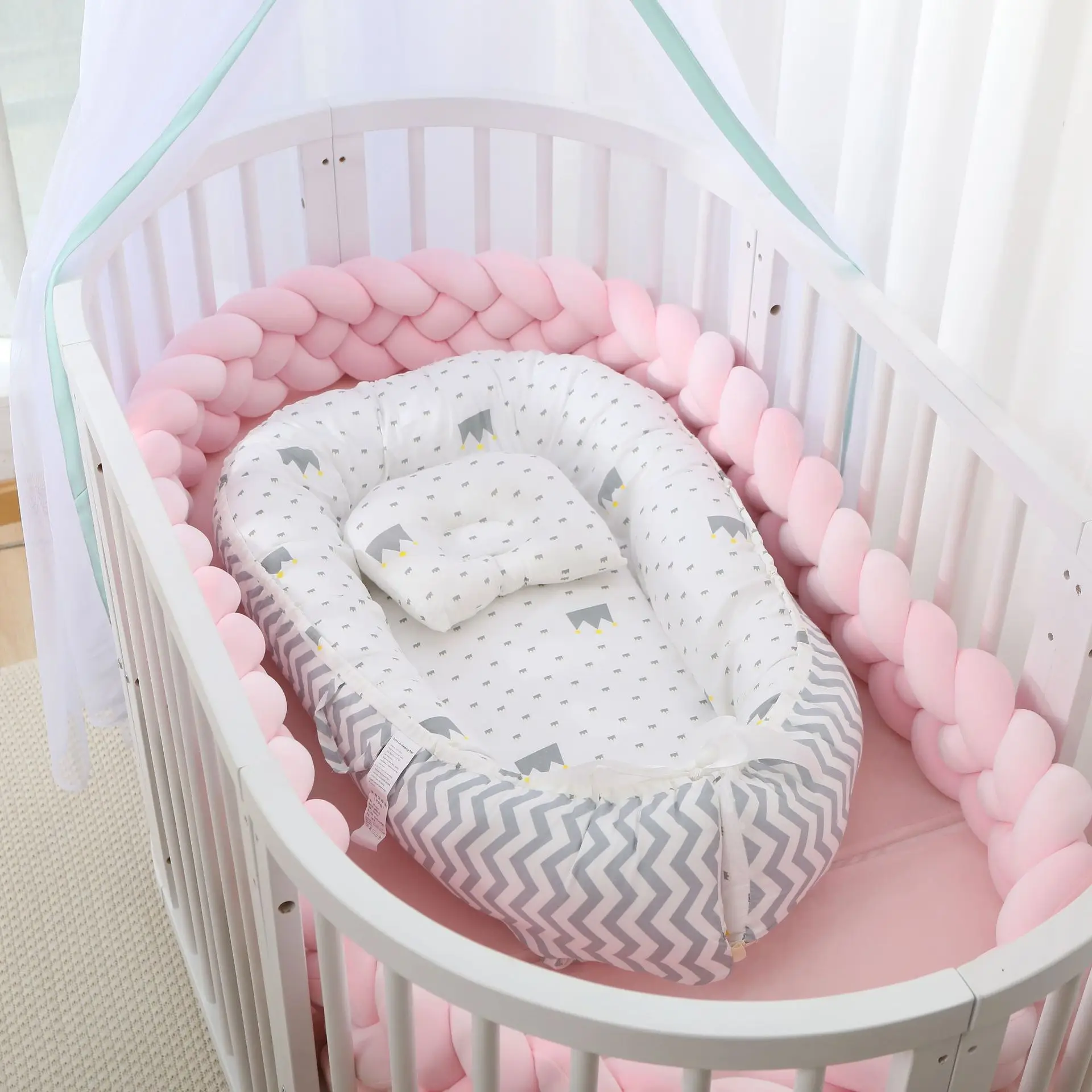 Baby Cotton Nest Bed Newborn Portable Crib Lounger for Boys Girls Infant Bassinet Bumper Soft Travel Bed Birth Gift