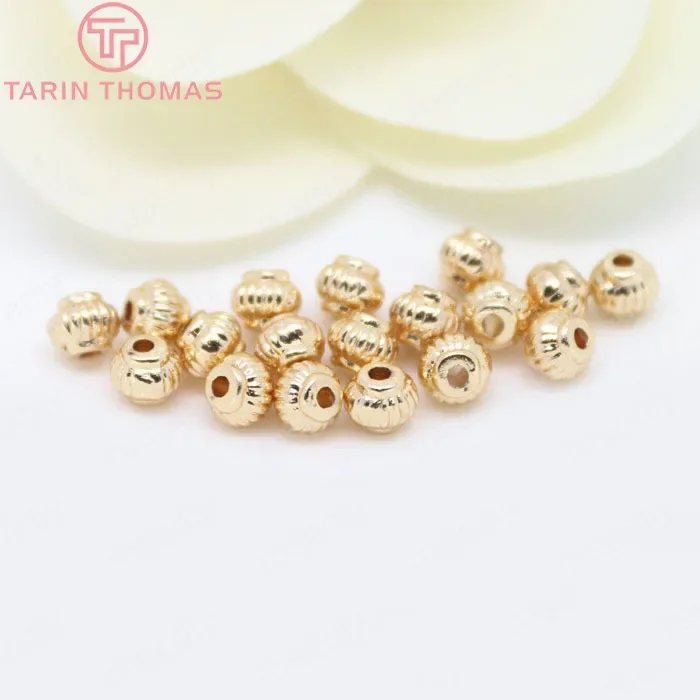 

(3570)10PCS 5x4MM 24K Gold Color Plated Brass Lantern Spacer Beads High Quality Diy Jewelry Accessories