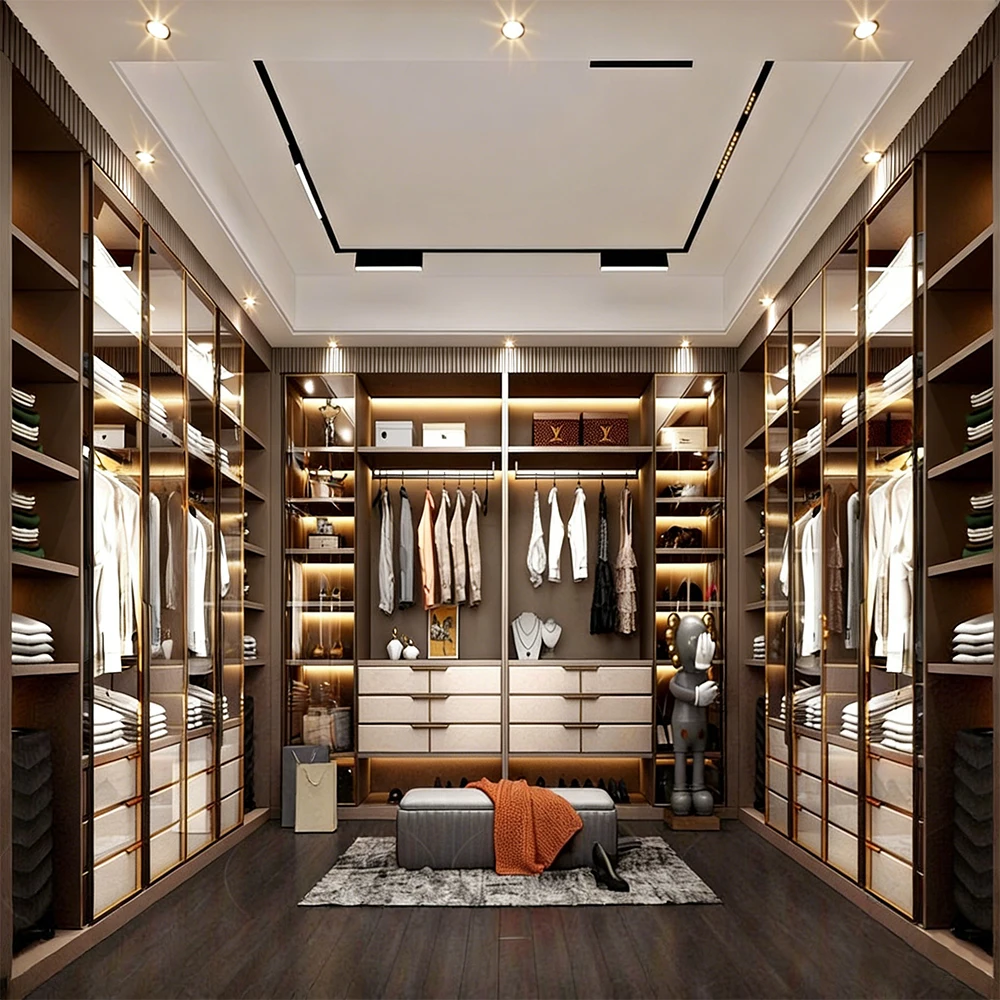 Light Luxury Minimalist Modern Wardrobes Full Set Bedroom Storage Solution China Foshan Factory Price Custom Walk In Closet