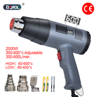 GUNAI SI Digital Heat Gun Stepless Temperature Powerful Motor Anti Scalding Overload Protection Shrink Wrap Paint Removal