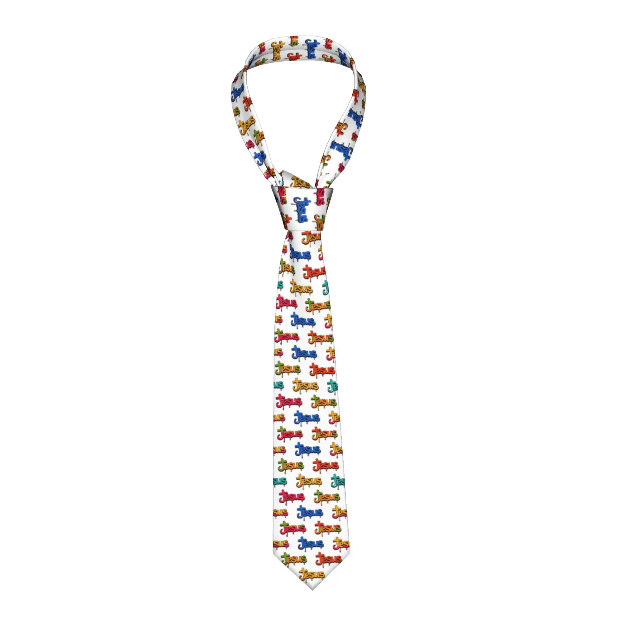 Fashion Christian Faith Multicolor Jesus   Necktie Men Silk Christ Religion  Wedding Ties