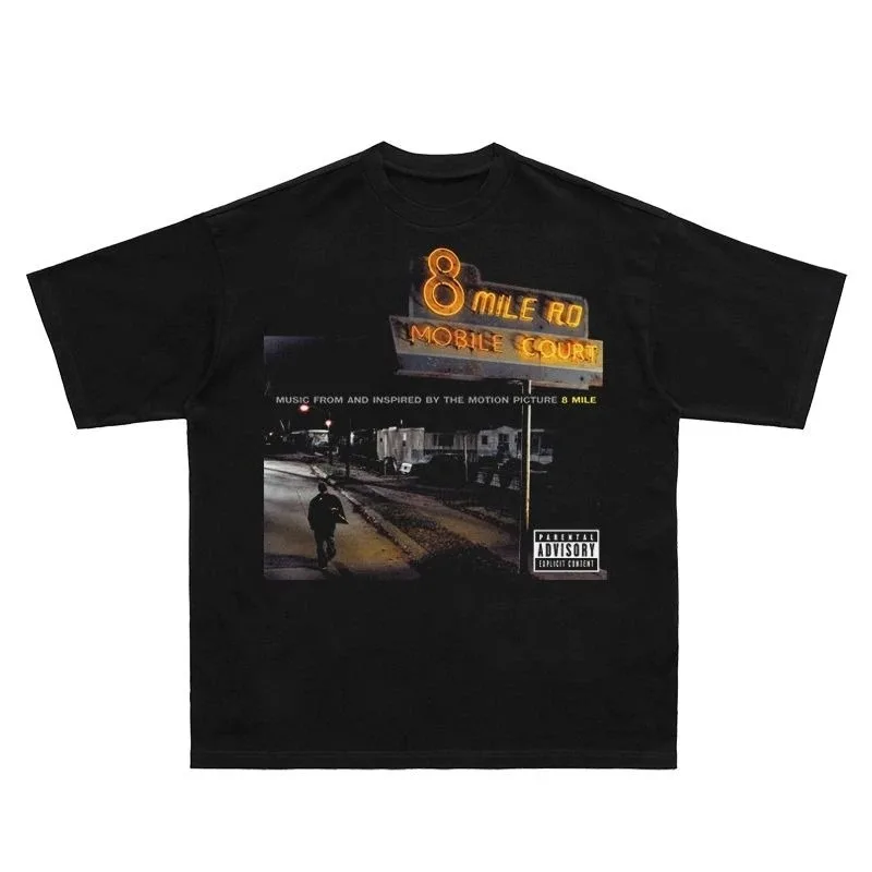 

Pure Cotton Eminem 8Mile Vintage Rap 8mile Eminem Hip-hop Print T-shirt Short-sleeved T-shirt, American Trend
