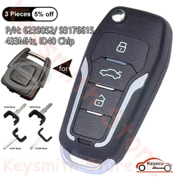 KEYECU 3 pulsanti 433MHz ID40 Chip per Opel Astra G Zafira B 1998-2004 Auto aggiornato Flip Remote Key Fob P/N: 6239052, 93176615