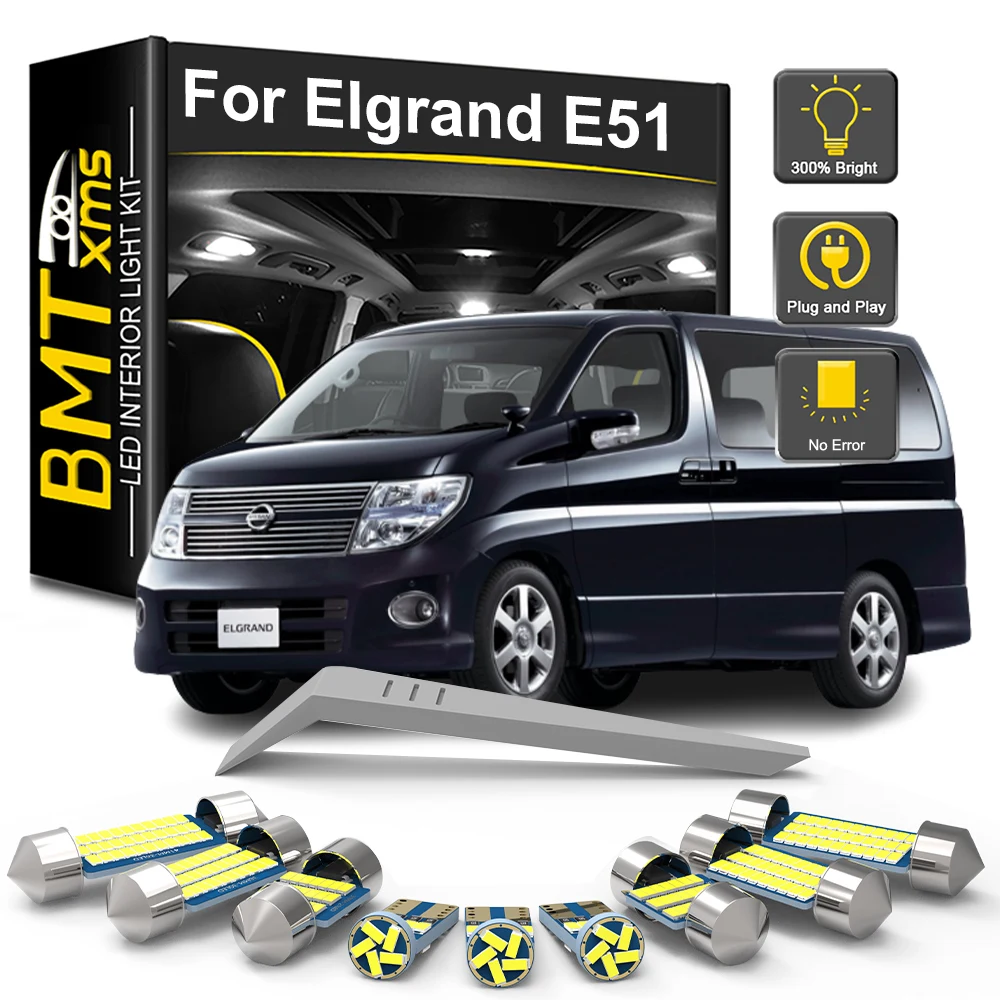 

BMTxms 13Pcs Canbus Car Reading Lamp LED Interior Light Bulb Kit For Nissan Elgrand E51 2003 2004 2005 2006 2007 2008 2009 2010