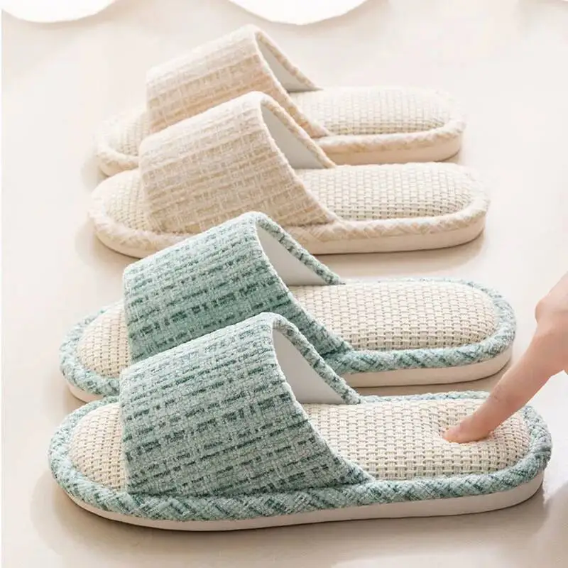 

Women's Slippers Summer New Japanese Linen Slippers Fragrance Style Home Slippers All Season Silent Indoor House Slippers