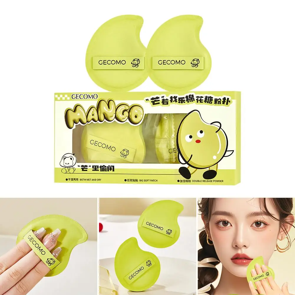 GECOMO 2 peças de pedidos de sopro de pó de marshmallow em forma de manga) pele seca, macia, dupla utilização e maquiagem e úmida (4 esponjas A6O6