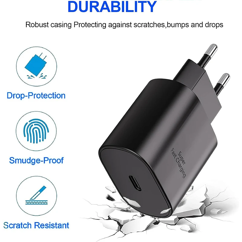 25W USB C Fast Wall Charger with USB C to Type C Fast Charging Cable For IPhone 15 16 Samsu Galax S25 24 S23 S22 S21 S20 Note 10 image 5