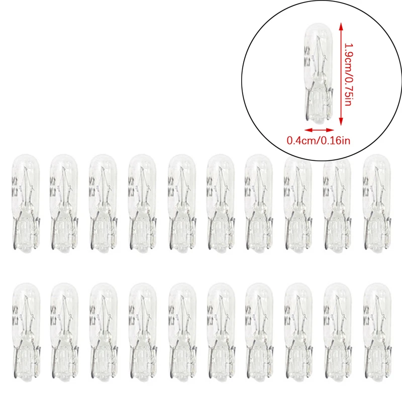 20Pcs Halogen T5 W2W Bulb 12V Car Instrument Lights Dashboard Bulb Auto Interior Warnning Light