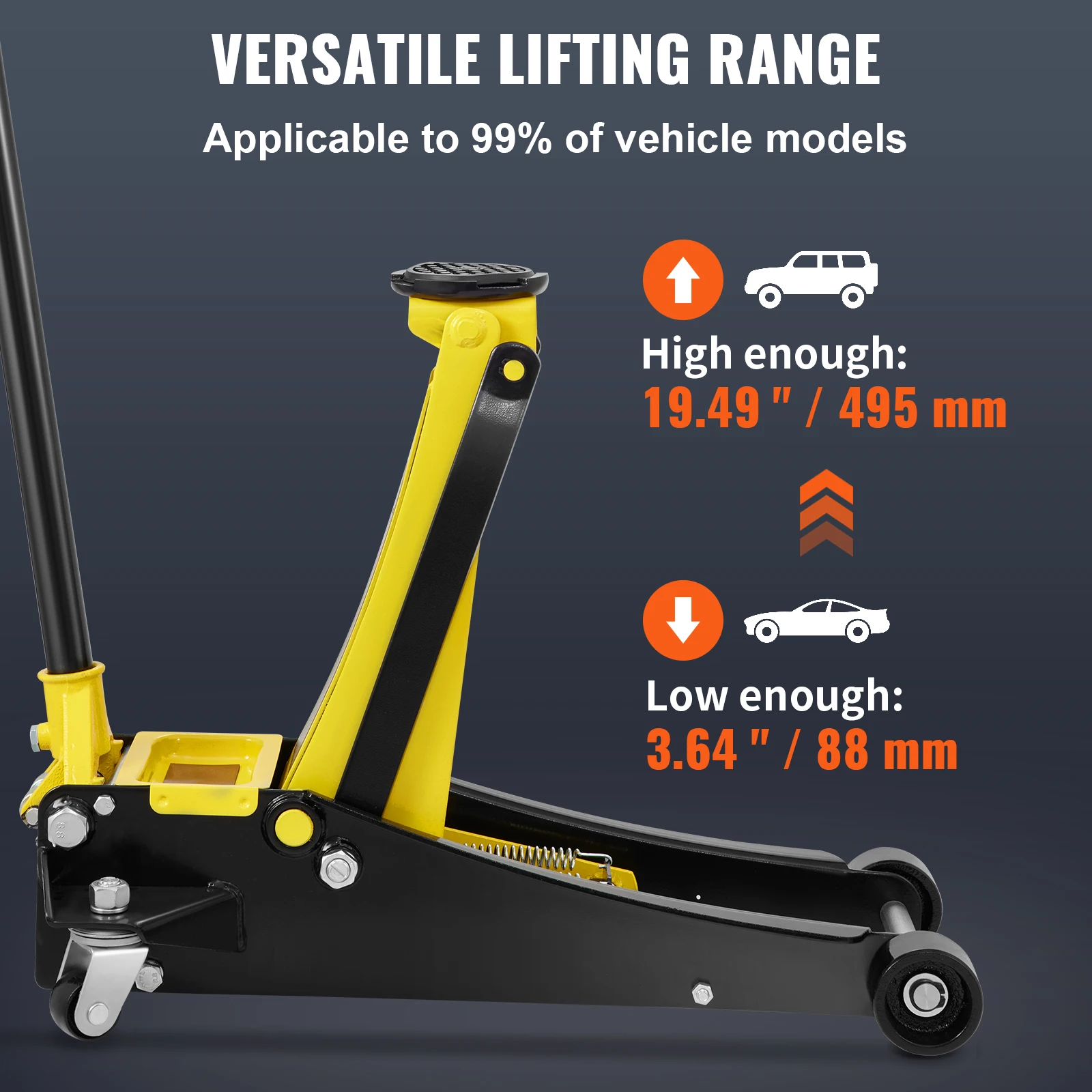 VEVOR podnośnik samochodowy 2.5-4Ton podnośniki podłogowe Heavy-Duty Steel Racing Jack W/podwójne tłoki Quick Lift Pump zmiana opon podnoszenie