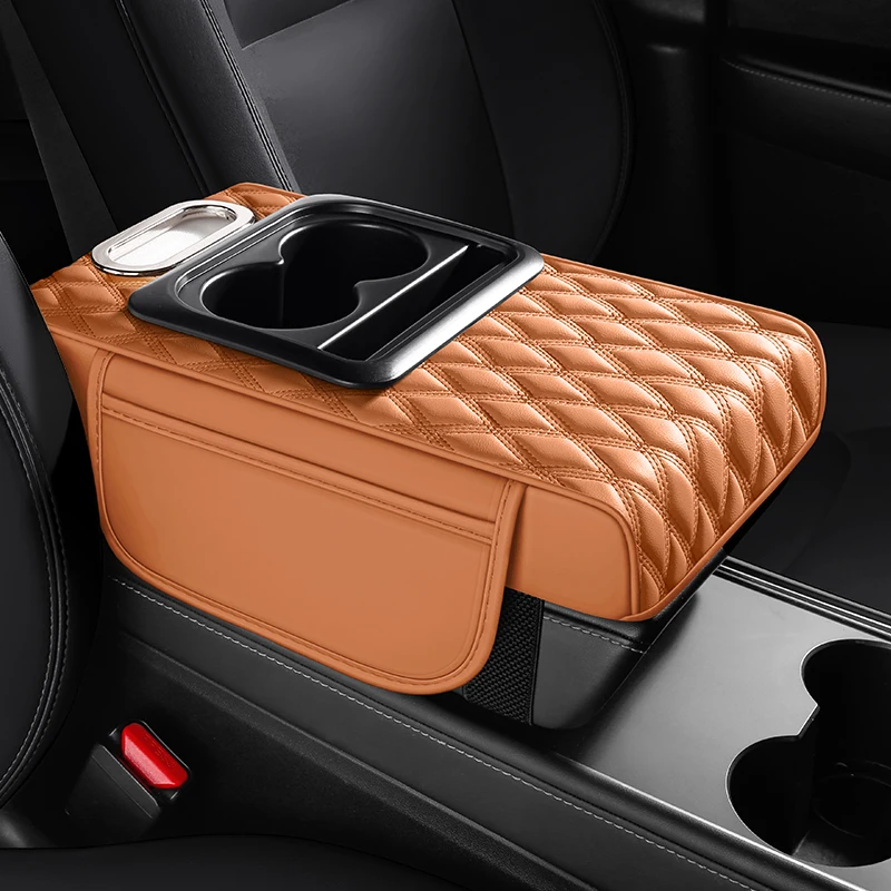 

Car Armrest Box Pad & Multi-Functional Storage Box - Seat Organizer with Cup Holder Tissue Box & Gap Storage Accessory