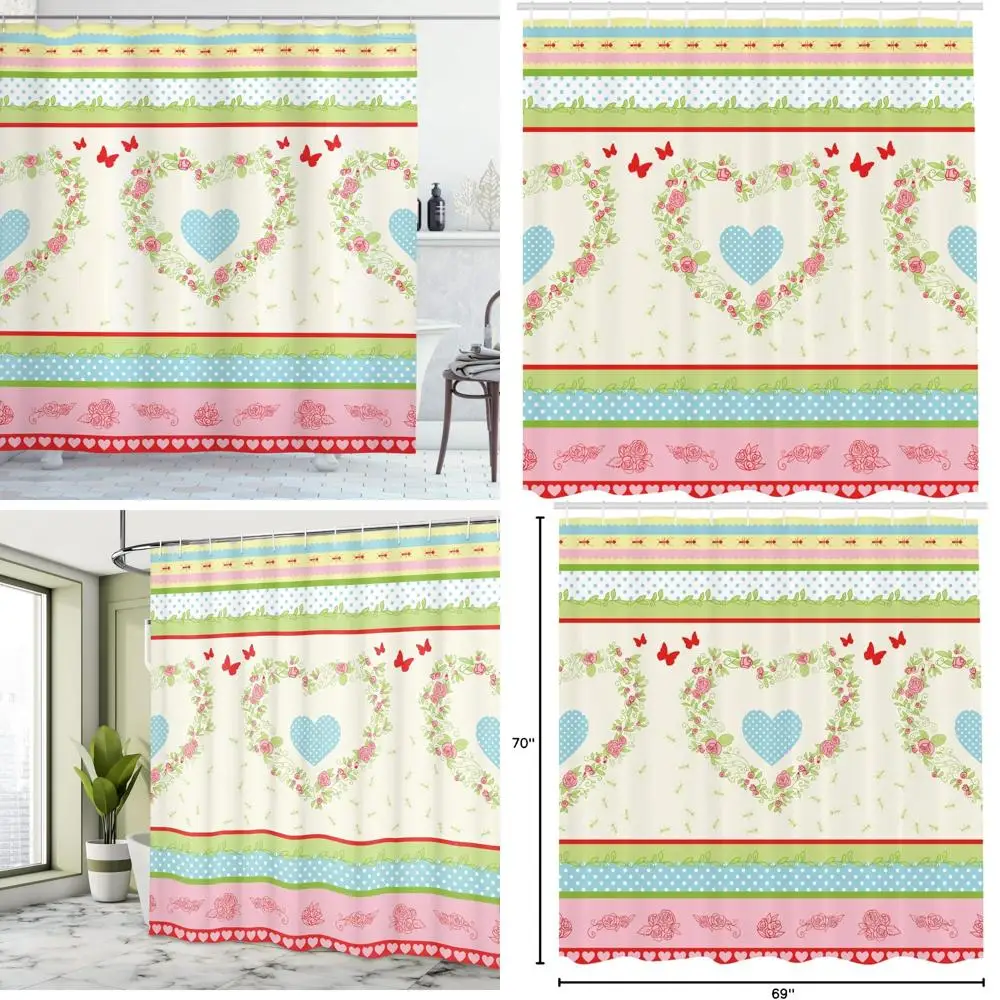 

Коттедж шикарная занавеска для душа с цветочным принтом, розами, бабочками, сердечками и горошками