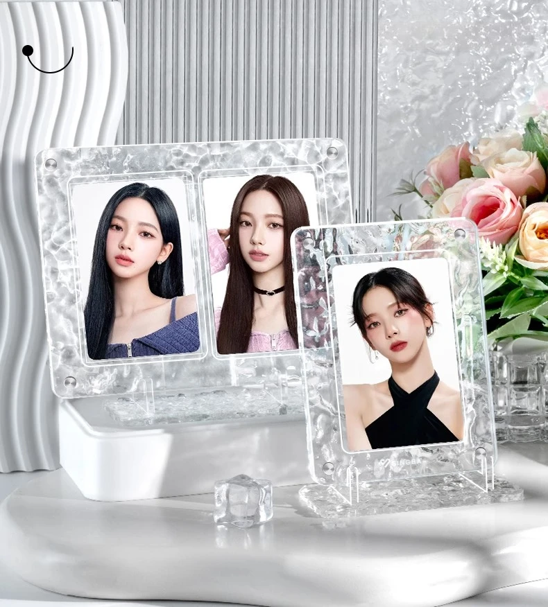 

Water Ripple Clear 3inch Magnetic Photo Frames Acrylic Photocard Holder Display Stand Brick Game Anime Collection Storing Frames