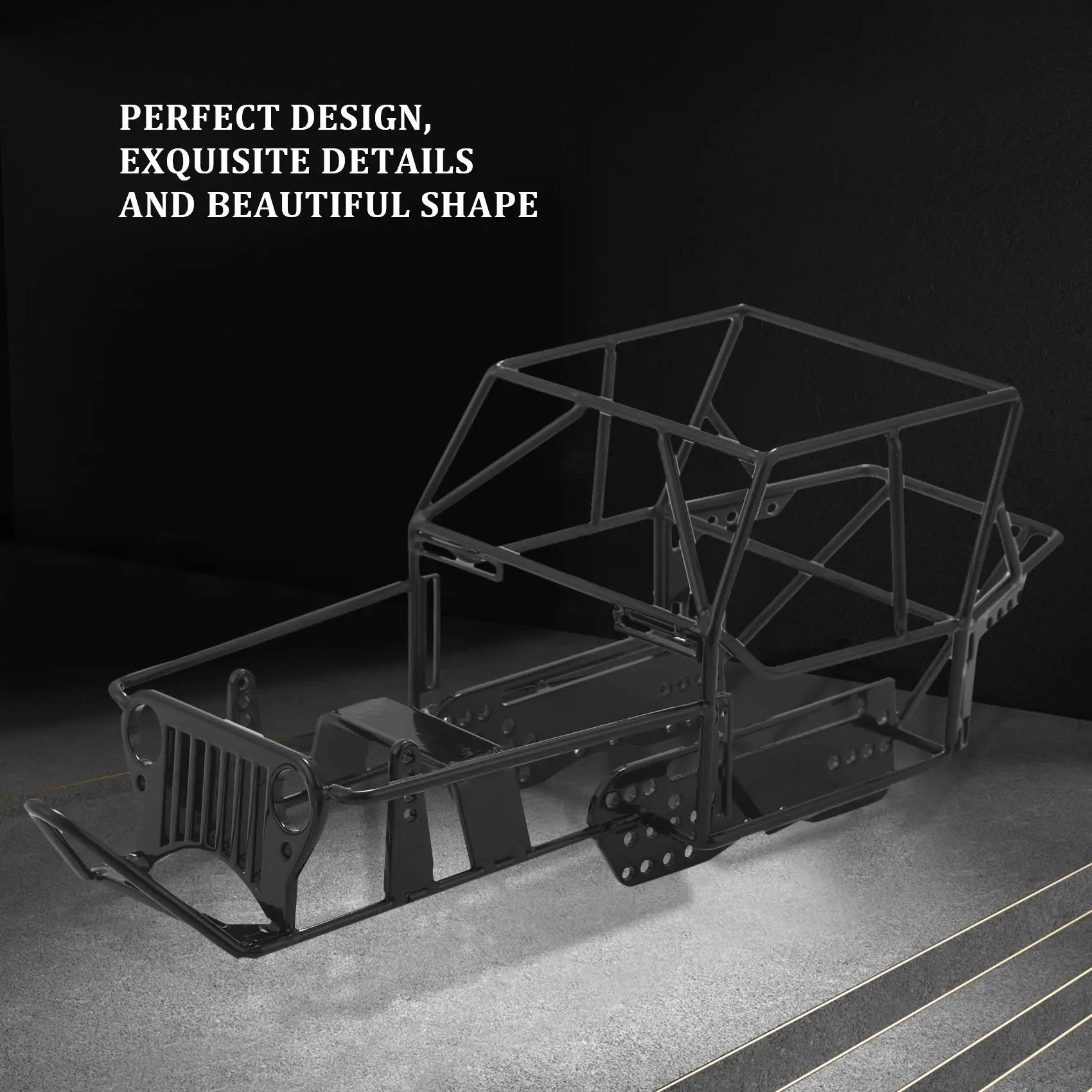 New Full Tube Frame Metal Chassis Metal Body Roll Cage for WPL C14 C24 C24-1 1/16 RC Car Upgrade Parts,Black