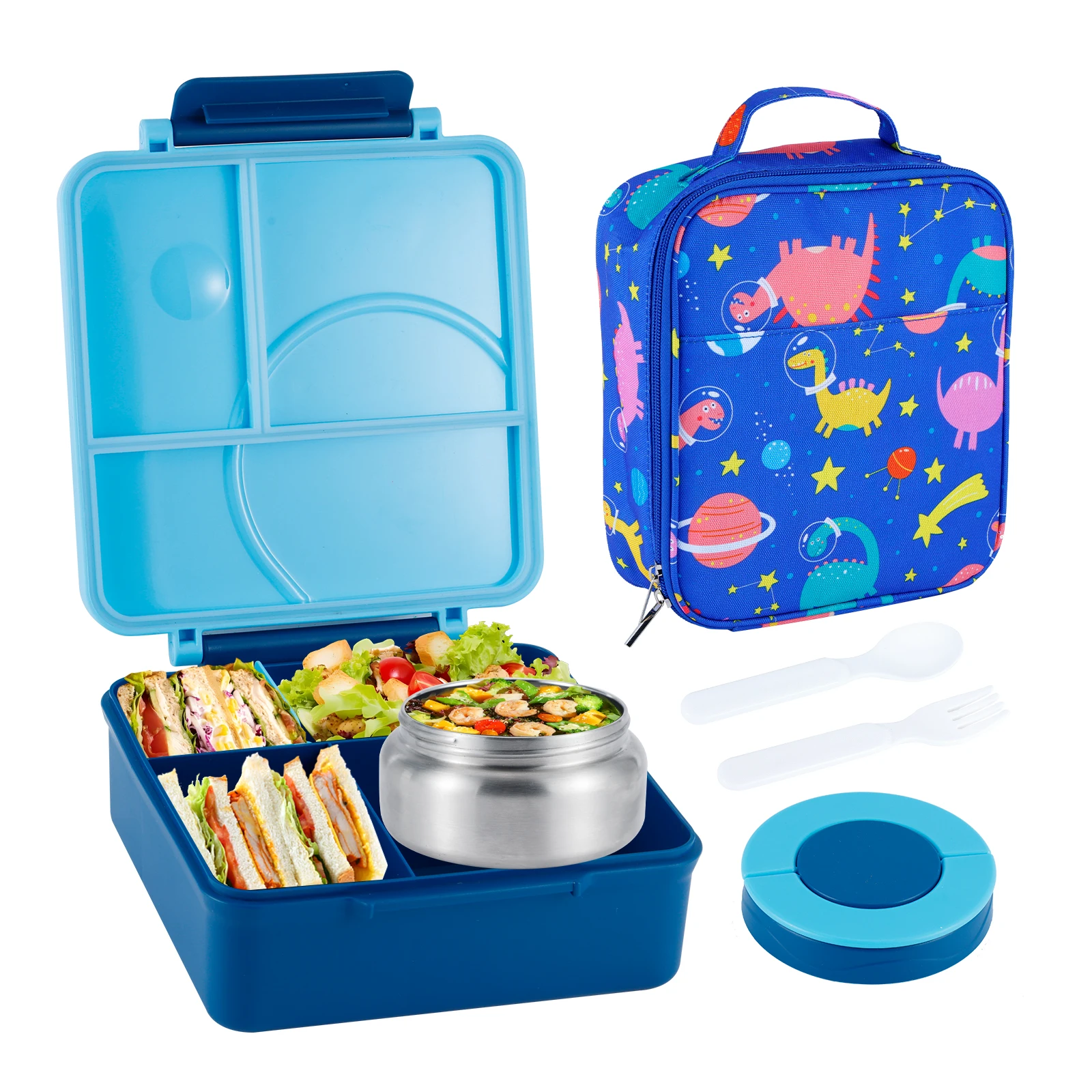 Bento Lunch Box Set With Insulated Food Jar & Themed Lunch Bag, Leak-Proof, BPA-Free