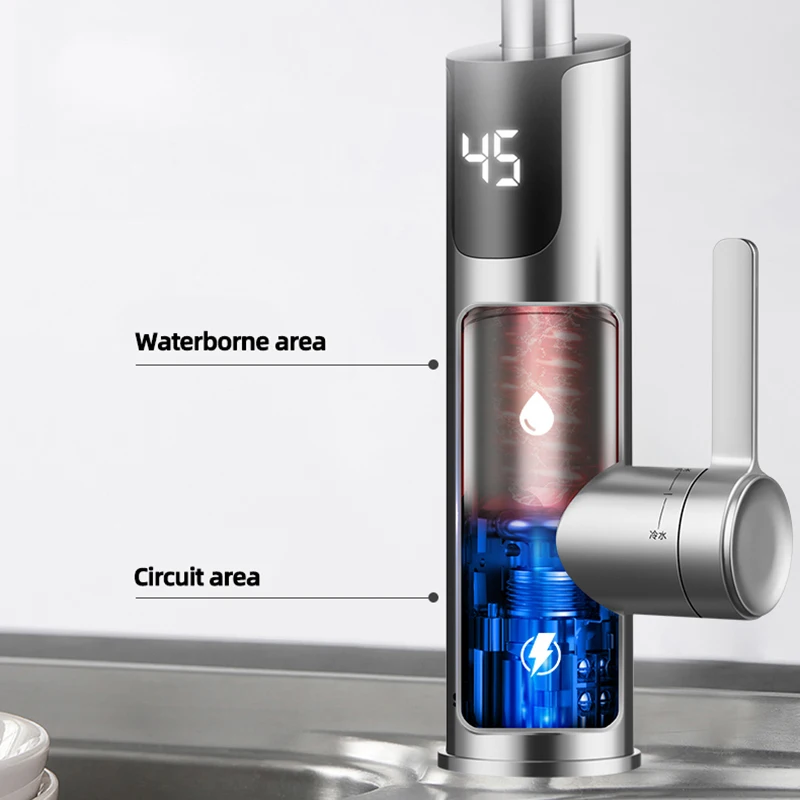 Calentador de agua eléctrico de 3400W, grifo de agua caliente 2 en 1, grifo de lavabo, Geyser sin tanque, grifo calentador de agua instantáneo de 220V para el hogar