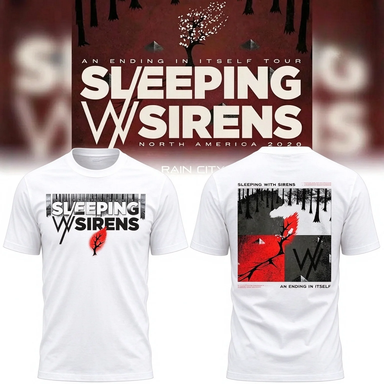 Sleeping with Sirens Emo Rock Tour 2026 Graphic Tee T Shirt Men's Women's Unisex Cotton Retro Cool Oversize Short Sleeve Top - view 2