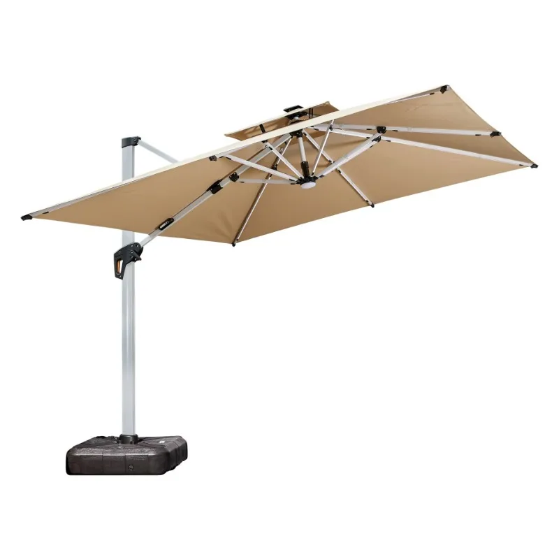 

Solar Power Light Big Size Umbrella Hotel/Patio/Courtyard/Coffee Shop Customized Logo Outdoor Parasol