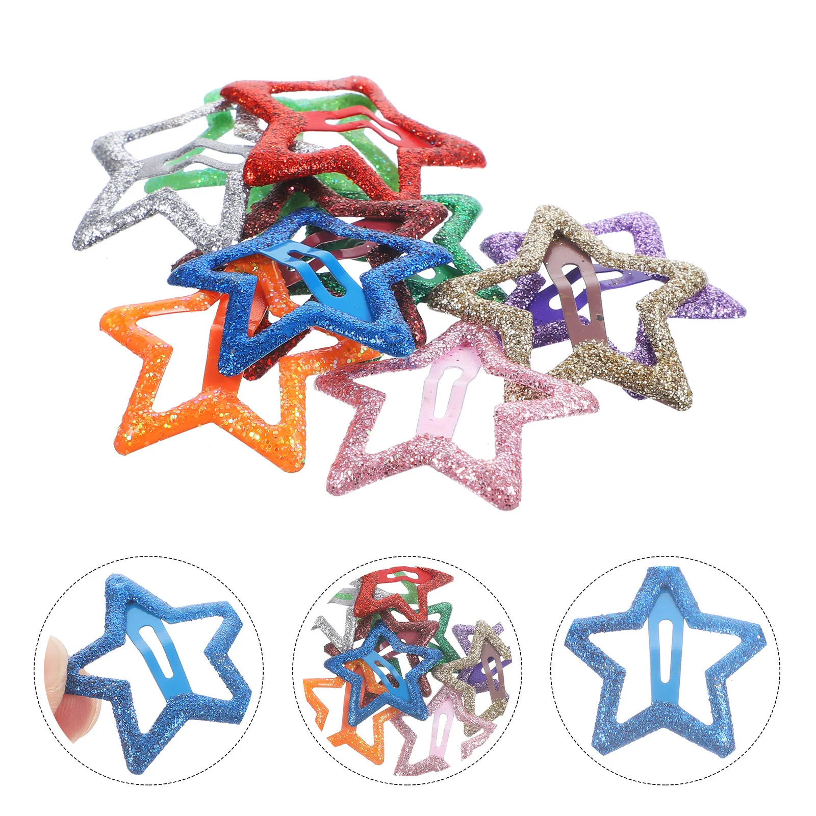 

10Pcs Star Snap Hair Clips Kids Metal Barrettes Small Decorative Hair Accessories for Girls Toddlers Birthday Party