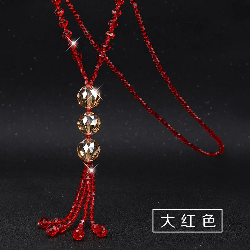 

A multi-colored tassel necklace pendant for women, a crystal sweater chain suitable for autumn and winter
