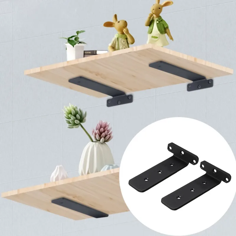 Shelf Bracket,L Shaped Steel Metal Holder,6 Inch Wall Mounted Pre Drilled Black Support for Kitchen Wardrobe Cabinet Storage