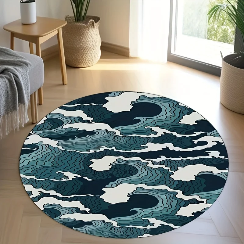 

Crystal velvet carpet2D Flat Print, not 3D, Soft Non-Slip Wave Pattern Mat- Perfect Choice for Living Room, Bedroom, Dormitory